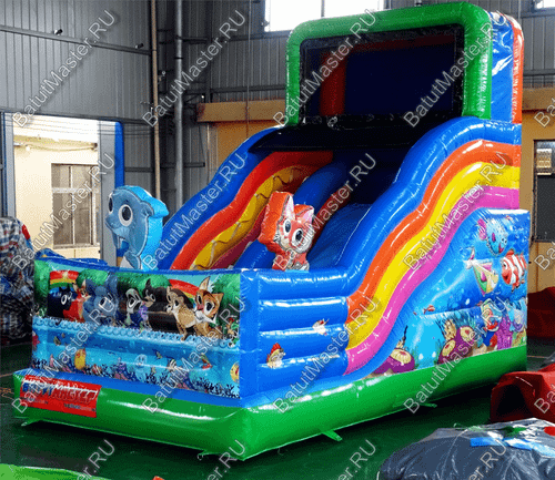 Надувная горка "Звери на пляже" 6*3.5*5 м