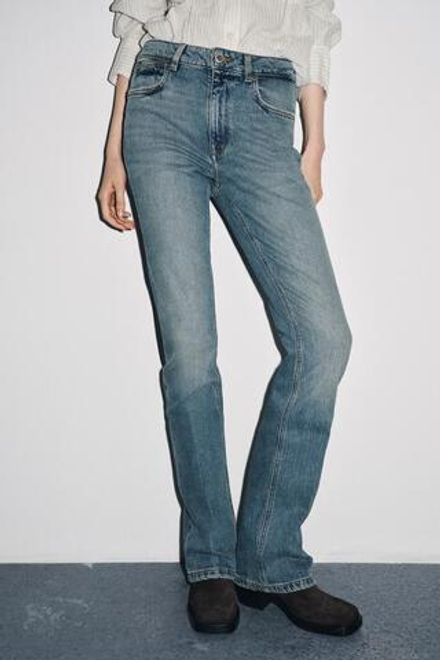 ZARA ДЖИНСЫ BOOTCUT С ВЫСОКОЙ ПОСАДКОЙ — ZW COLLECTION, СИНИЙ