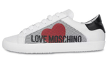 LOVE MOSCHINO Leather Stylish Skateboarding Shoes Women"s White Red