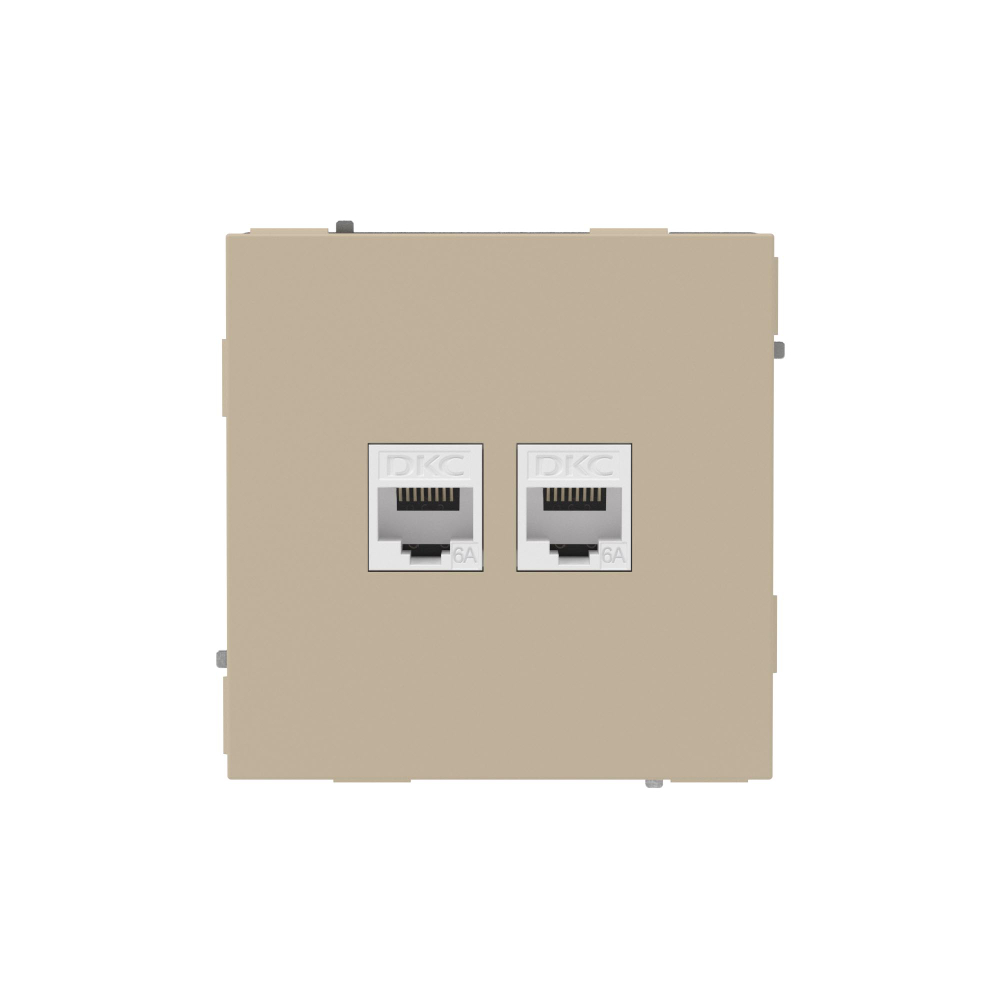 Компьютерная розетка RJ-45 без шторки, кат.6А двойная, KANT, ванильный марципан