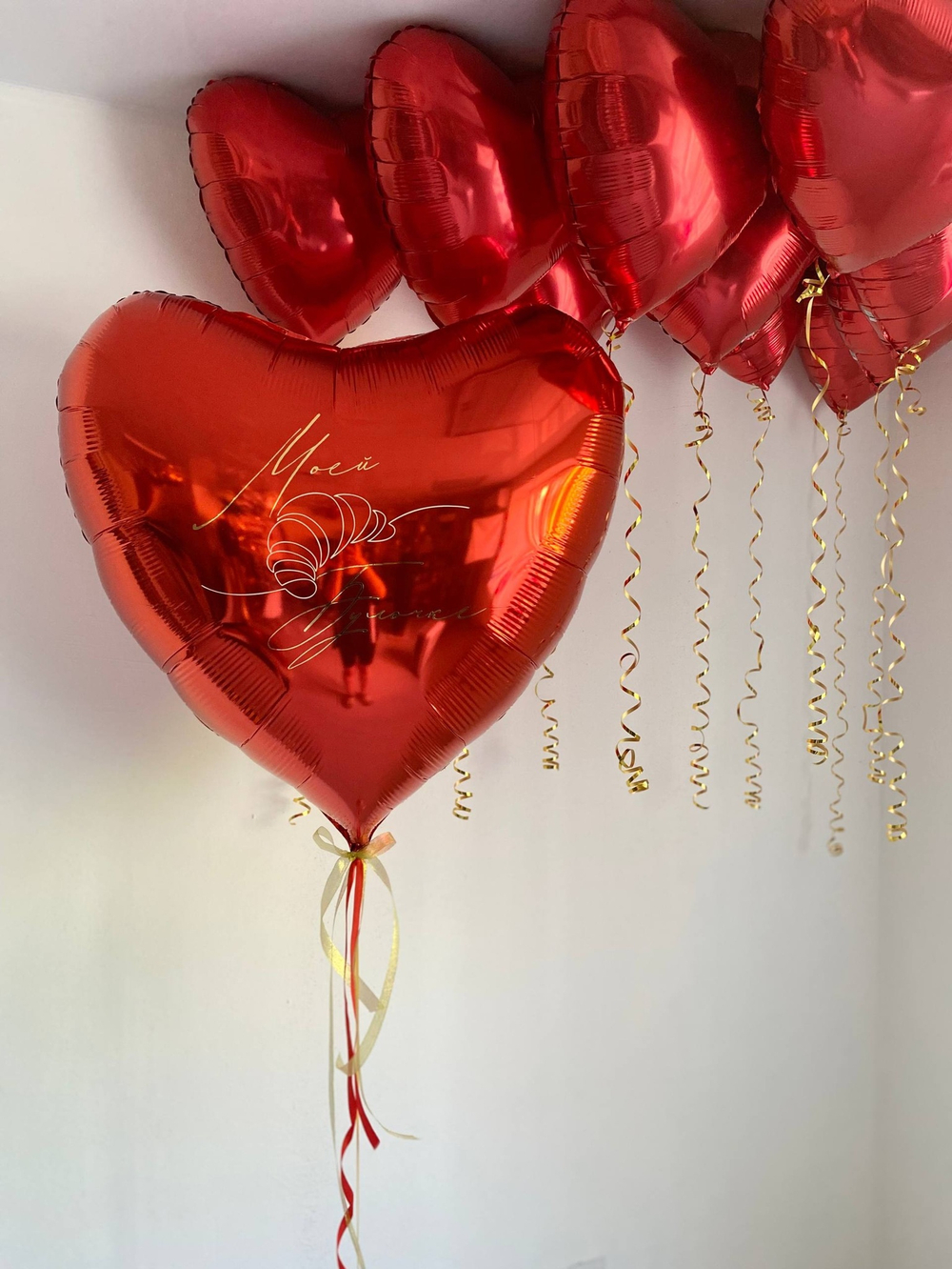 Набор сердец для любимой красный/золото №3248