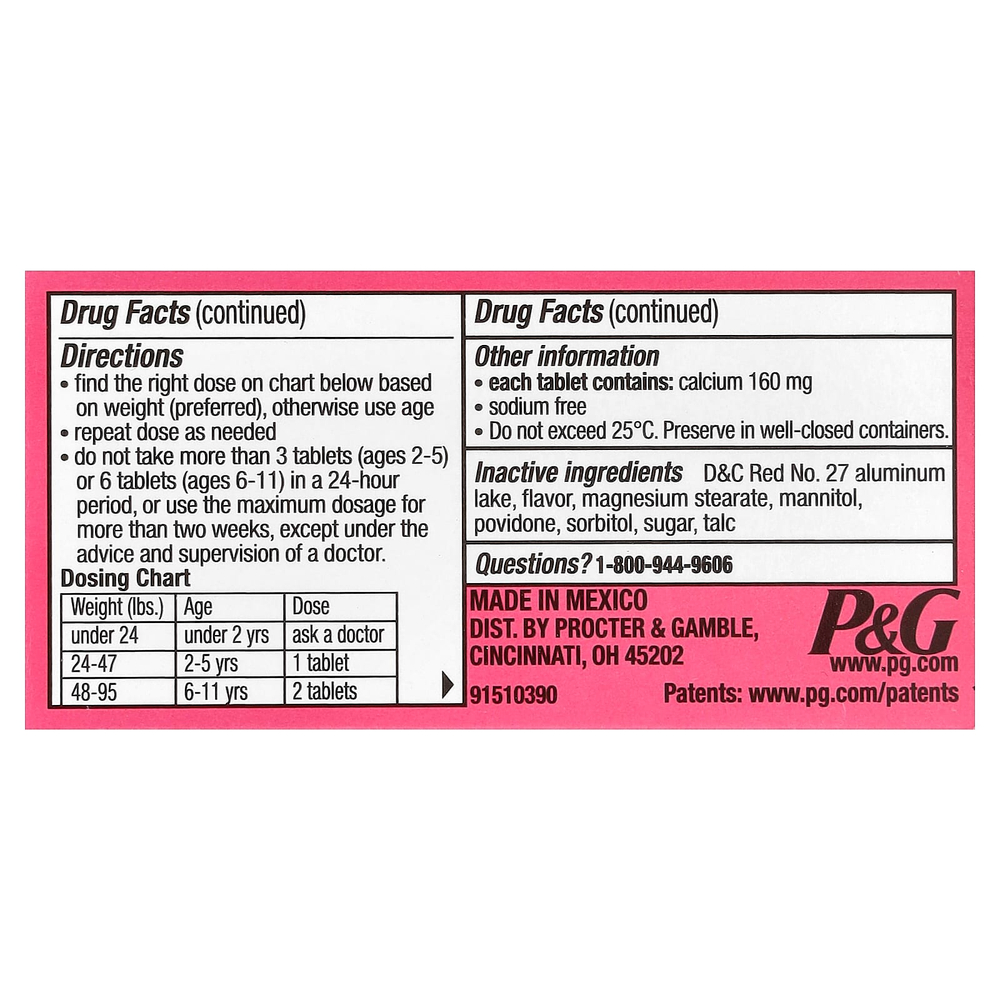 Pepto Bismol, Для детей, жевательные таблетки с пепто, жевательная резинка, 24 жевательные таблетки