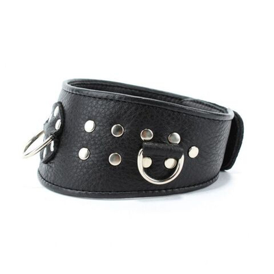 Черный кожаный ошейник с расширением впереди (Цвет: черный)