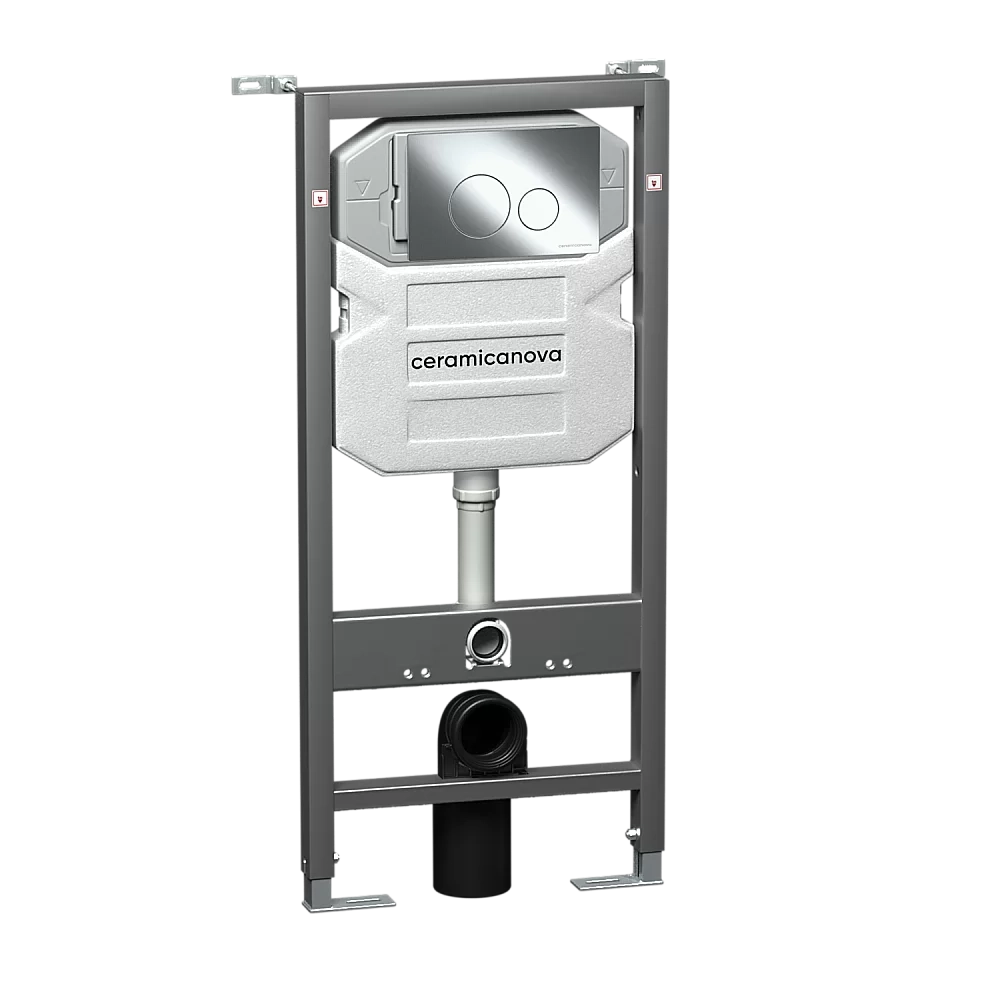 Унитаз подвесной Ceramica Nova Forma CN3009_1001M_1000 безободковый, с крышкой микролифт, с инсталляцией и кнопкой матовый хром