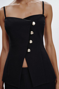 ZARA ТОП НА ПУГОВИЦАХ, ЧЕРНЫЙ