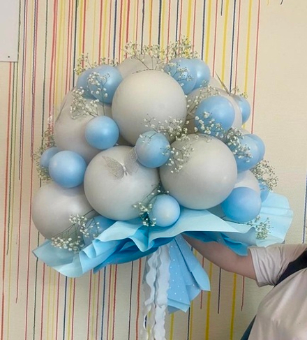 Вау букет в голубой гамме, размер L