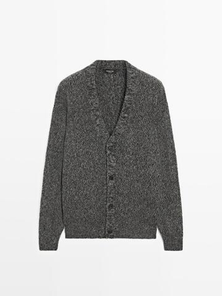 Massimo Dutti Вязаный кардиган из смесовой шерсти, серый