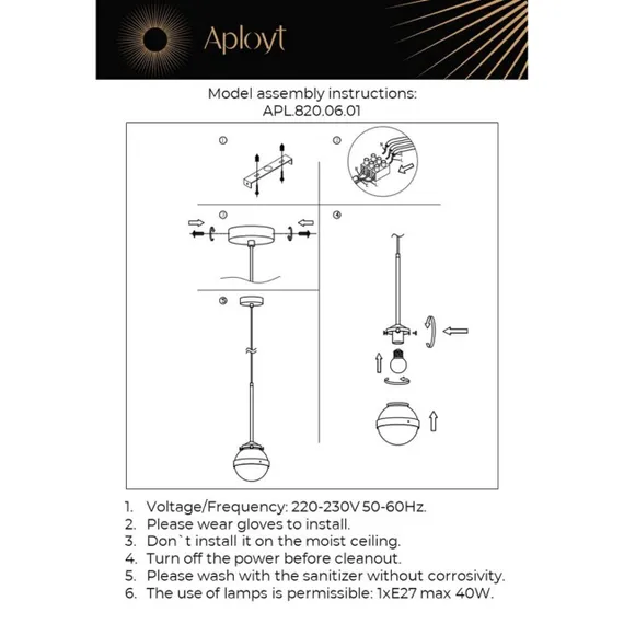 Светильник подвесной APL.820.06.01