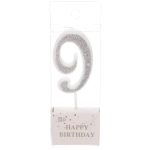 Свеча для торта Цифра Иллюзия «9» 9,5 см, серебро