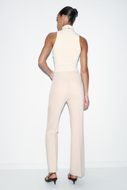 ZARA БРЮКИ FLARE С БОКОВЫМИ ШВАМИ, ЭКРЮ