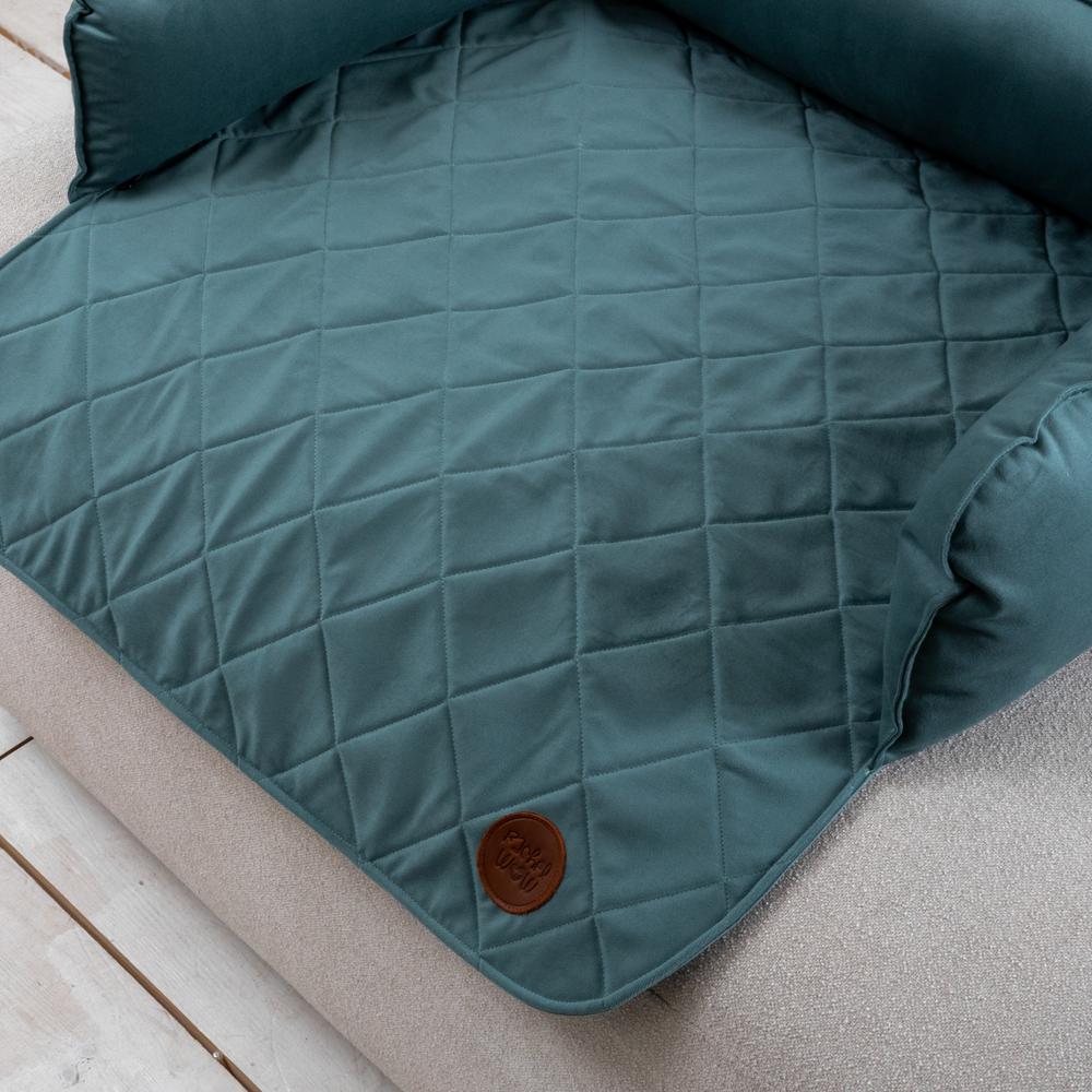 Диванный лежак из микровелюра, аквамарин 70х50 Rachel WOW