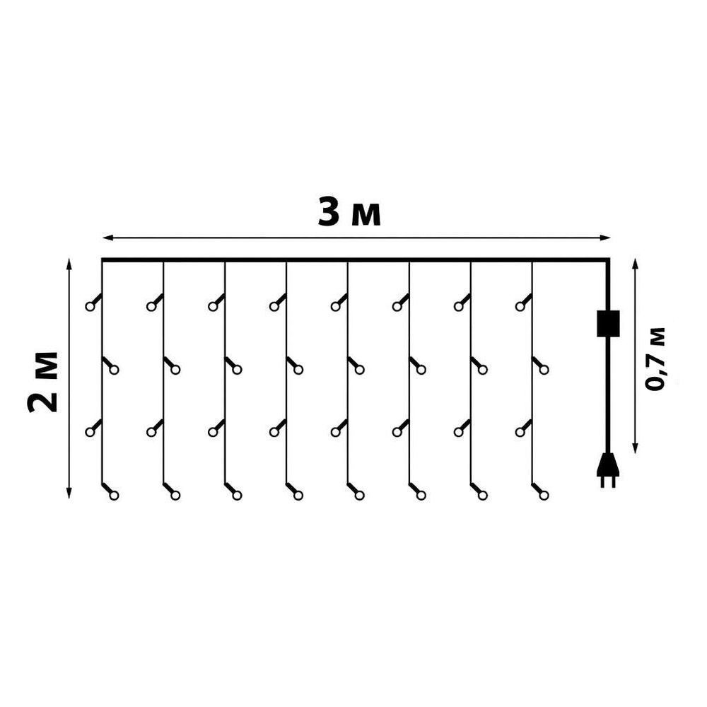 ULD-C2030-240-DTA MULTI IP20 Занавес светодиодный с контроллером. 3х2м. 240 светодиодов. Разноцветный свет. Провод прозрачный. TM Uniel.