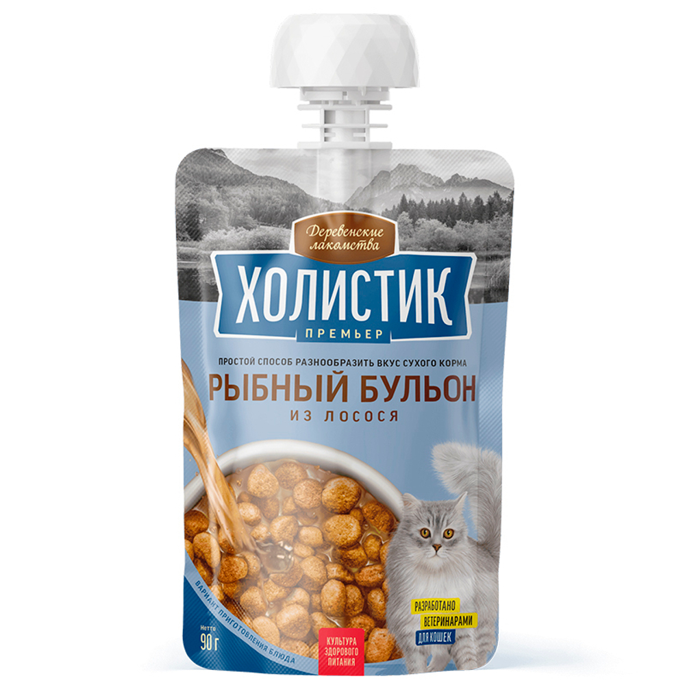 Рыбный бульон для кошек ЛОСОСЬ 90 г Деревенские лакомства