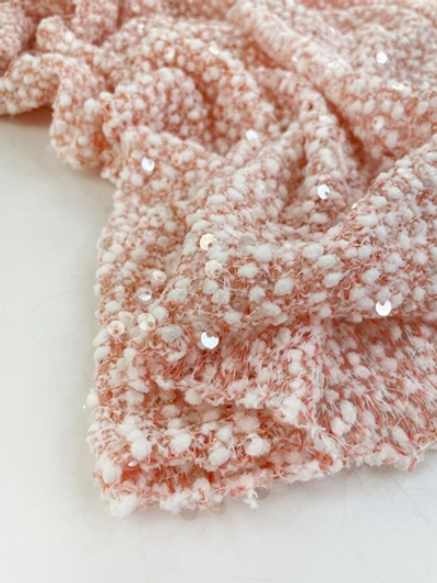 АБРИКОС - Трикотаж ажурный буклированный с пайетками (1230) (к1 испачкан местами с лица)