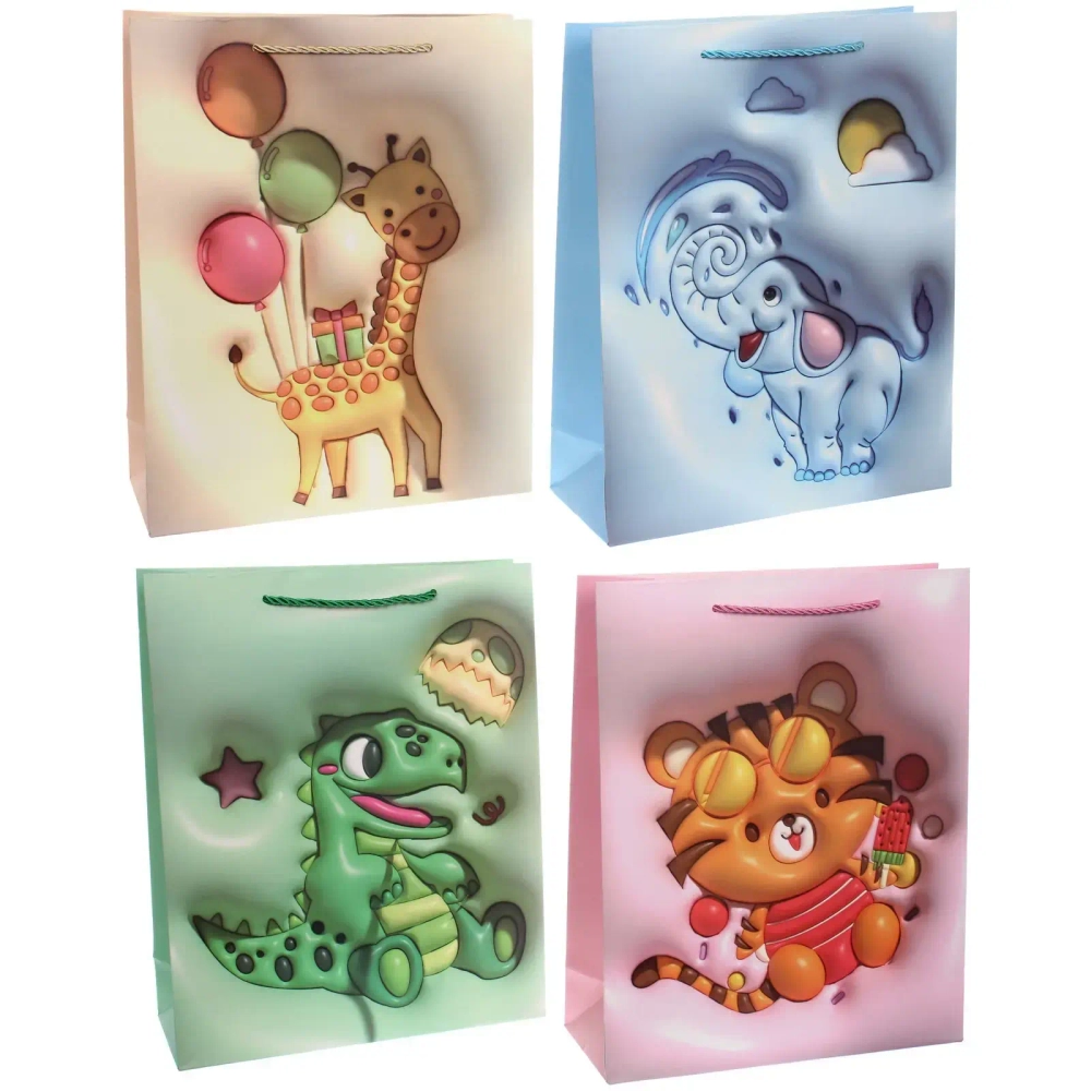 Пакет подарочный «Зоопарк» 26*32*10 см, микс
