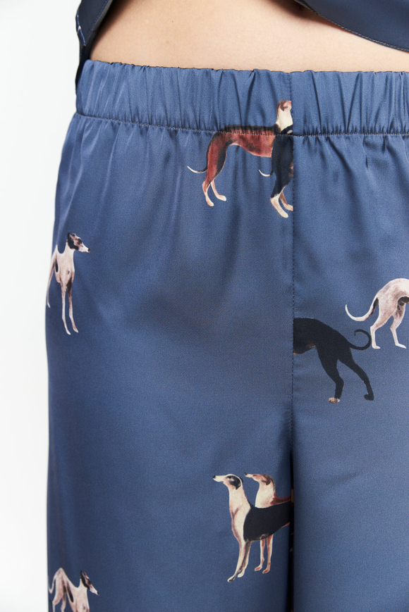 Шелковые брюки с борзыми графит