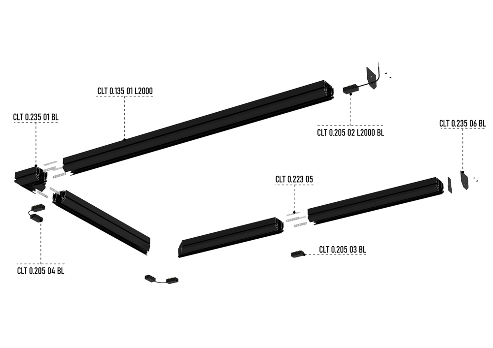 Шинопровод в натяжной ПВХ потолок Crystal Lux space 220 CLT 0.135 01 L2000 BL 2м