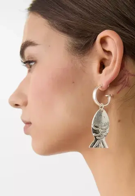 STRADIVARIUS Асимметричные серьги-рыбки, серый