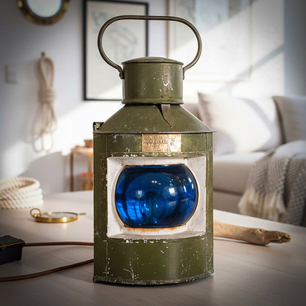 Винтажный морской фонарь 1957 (зеленый) | Интерьерный светильник из судового навигационного фонаря