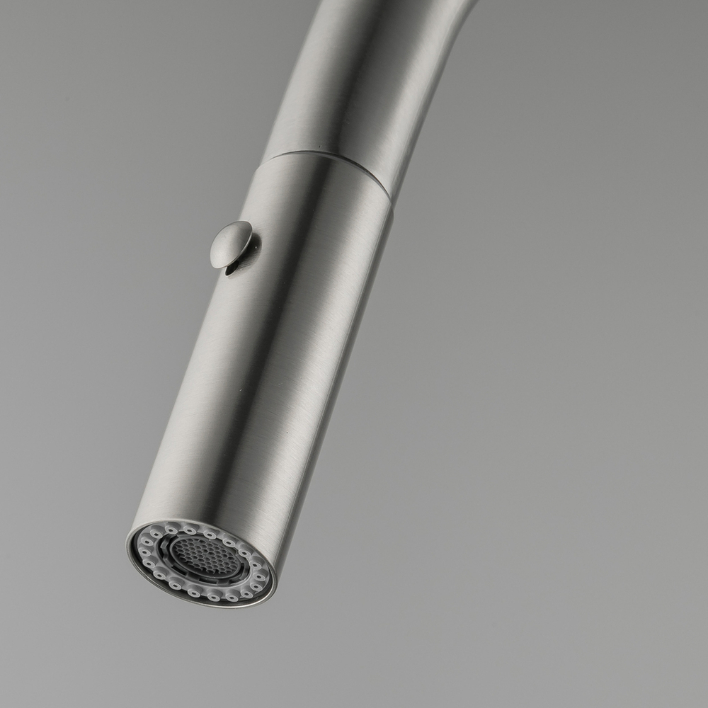 Смеситель для кухни 35к G4398-45 GAPPO нерж. сталь, высокий выдвижной излив, САТИН