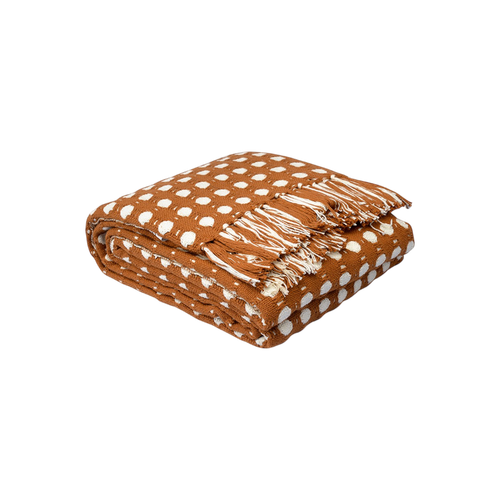 Покрывало из хлопка Polka dots, 180х250 см | карамельный