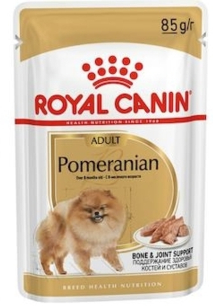 Royal Canin 85г пауч Pomeranian Adult Влажный корм для собак породы Померанский шпиц (паштет)
