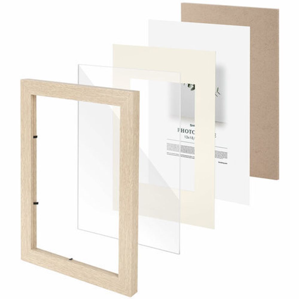 Рамка 21х30 см с паспарту 13х18 см, небьющаяся, багет 26 мм, МДФ, BRAUBERG "Ambassador", цвет дуб, 391367