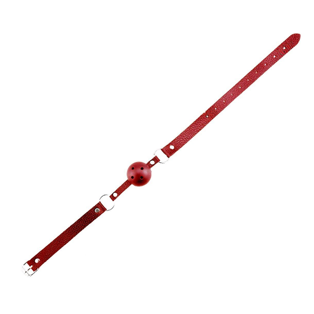 Красный кляп-шар Discretion на регулируемых ремешках