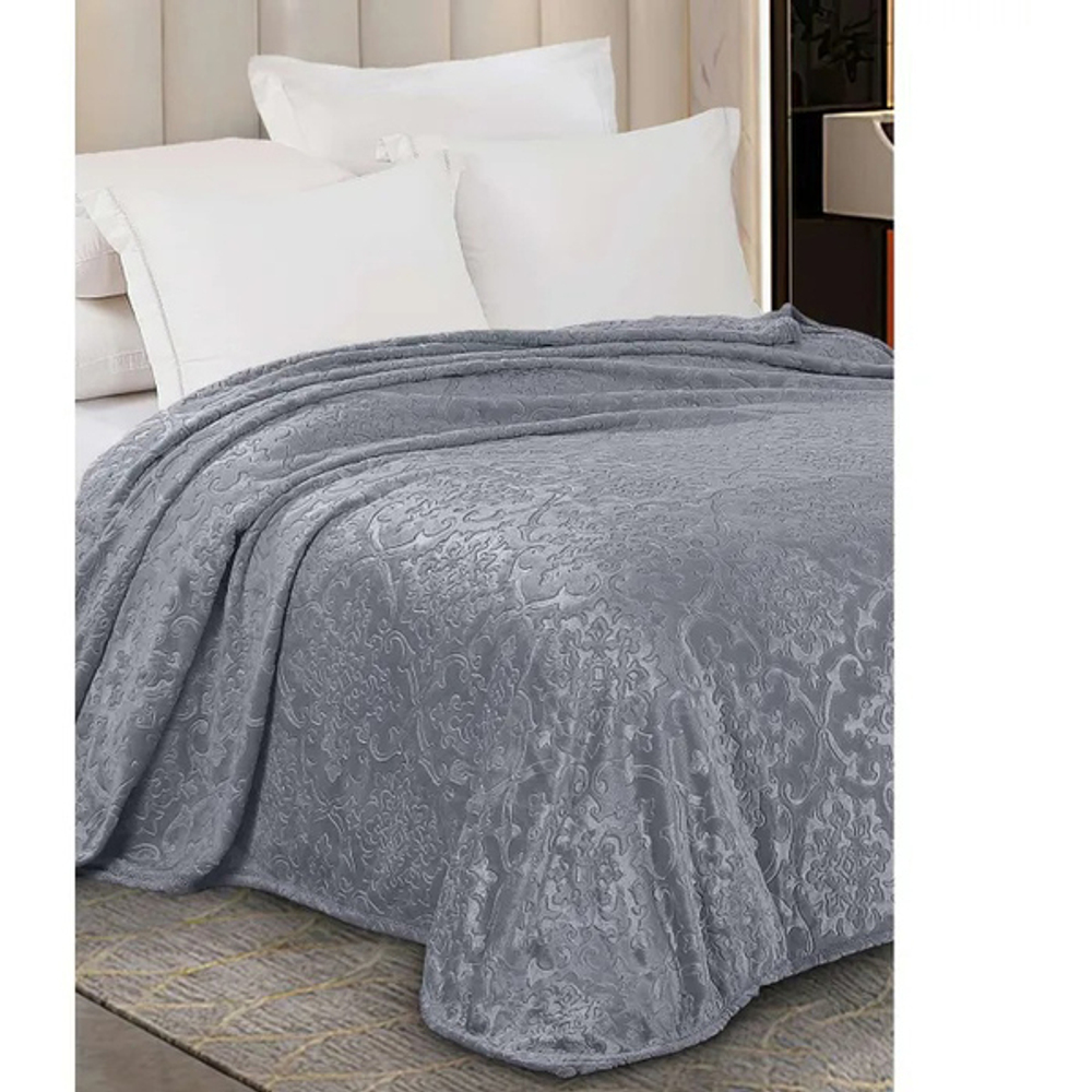 Плед Супер Софт пл 250г SKANDI Тиснение (серый), р. 200*220