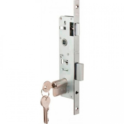 Замок KALE 153/P 30мм никель врезной с цилиндром 3 кл.