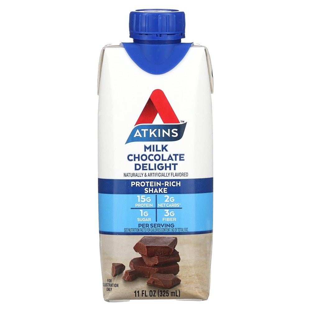 Atkins, Protein Rich Shake, молочный шоколад, 4 коктейля, 325 мл (11 жидк. унц.)