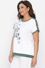 Блуза Далия (бело-оливковая) Б13805-20М LT Collection