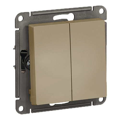Двухклавишный выключатель 10А SE AtlasDesign, шампань [уп 10 шт] ATN000551