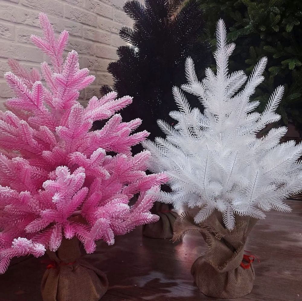 Заснеженная розовая елка «Фэнтези» (Литая хвоя) высота от 1,2 м до 2,7 м