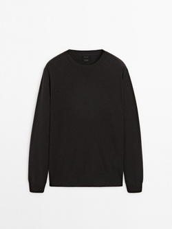 Massimo Dutti Джемпер из 100% кашемира с круглым вырезом, серый