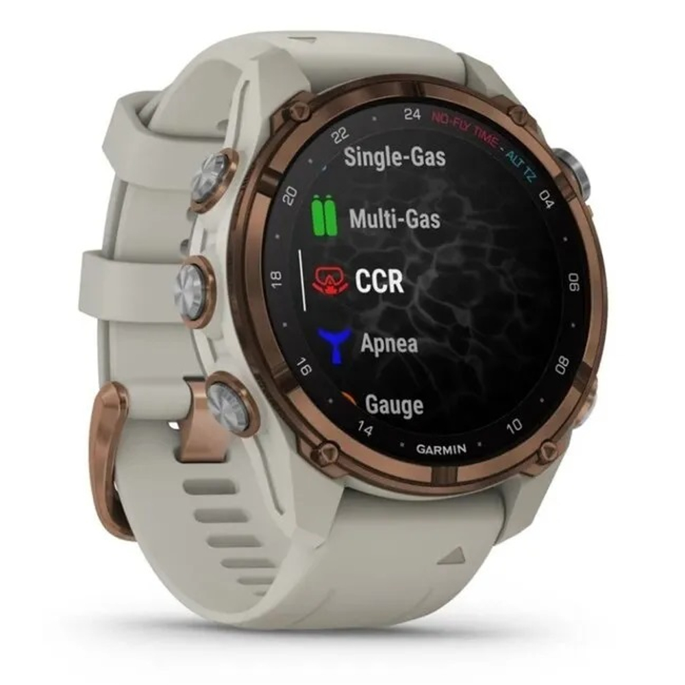 Смарт часы Garmin Descent MK3i - 43 мм Бронзовый титан с PVD-покрытием, силиконовый ремешок французского серого цвета