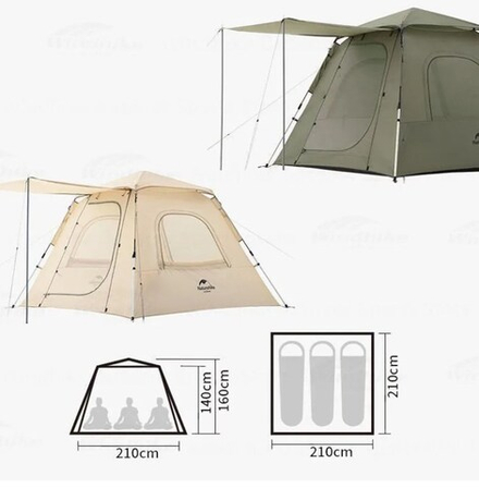 Палатка Naturehike Ango 3-местная, быстросборная, снежная юбка, зеленая, артикул NH21ZP010-AGRSKR