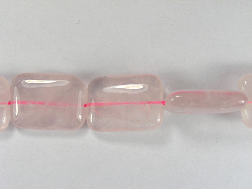 Бусина из кварца розового, фигурная, 15x20 мм (прямоугольник, гладкая)