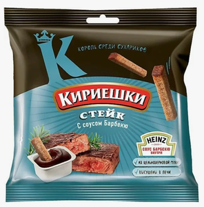 СУХАРИКИ КИРИЕШКИ МАКСИ СТЕЙК/СОУС БАРБЕКЮ 50ГР+25МЛ