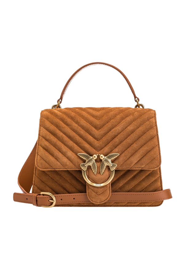 CLASSIC LOVE BAG ONE TOP HANDLE LIGHT SUEDE – cognac-antique gold