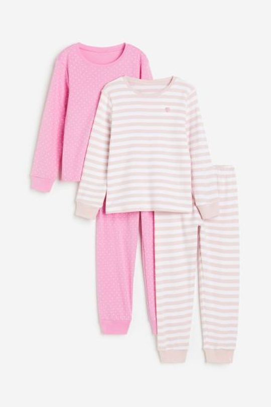 H&M Набор из двух хлопковых пижам с принтом, розовый