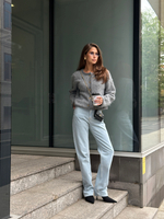 Джинсы голубые прямые на завышенной талии