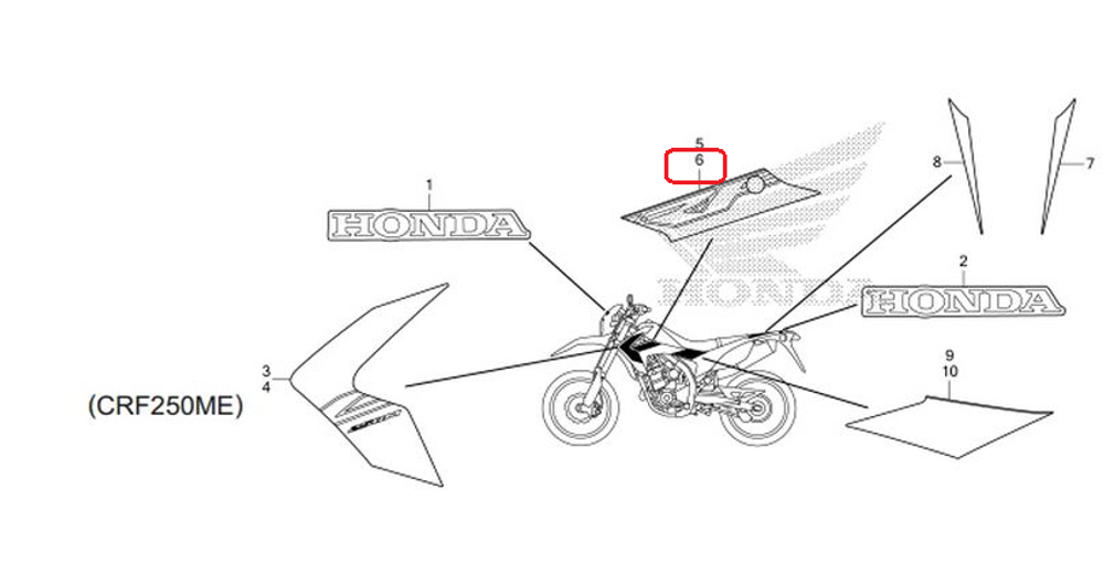 86194-KZZ-A20ZB. STRIPE, L. RR. SHROUD *TYPE1*. original decal on the radiator shroud