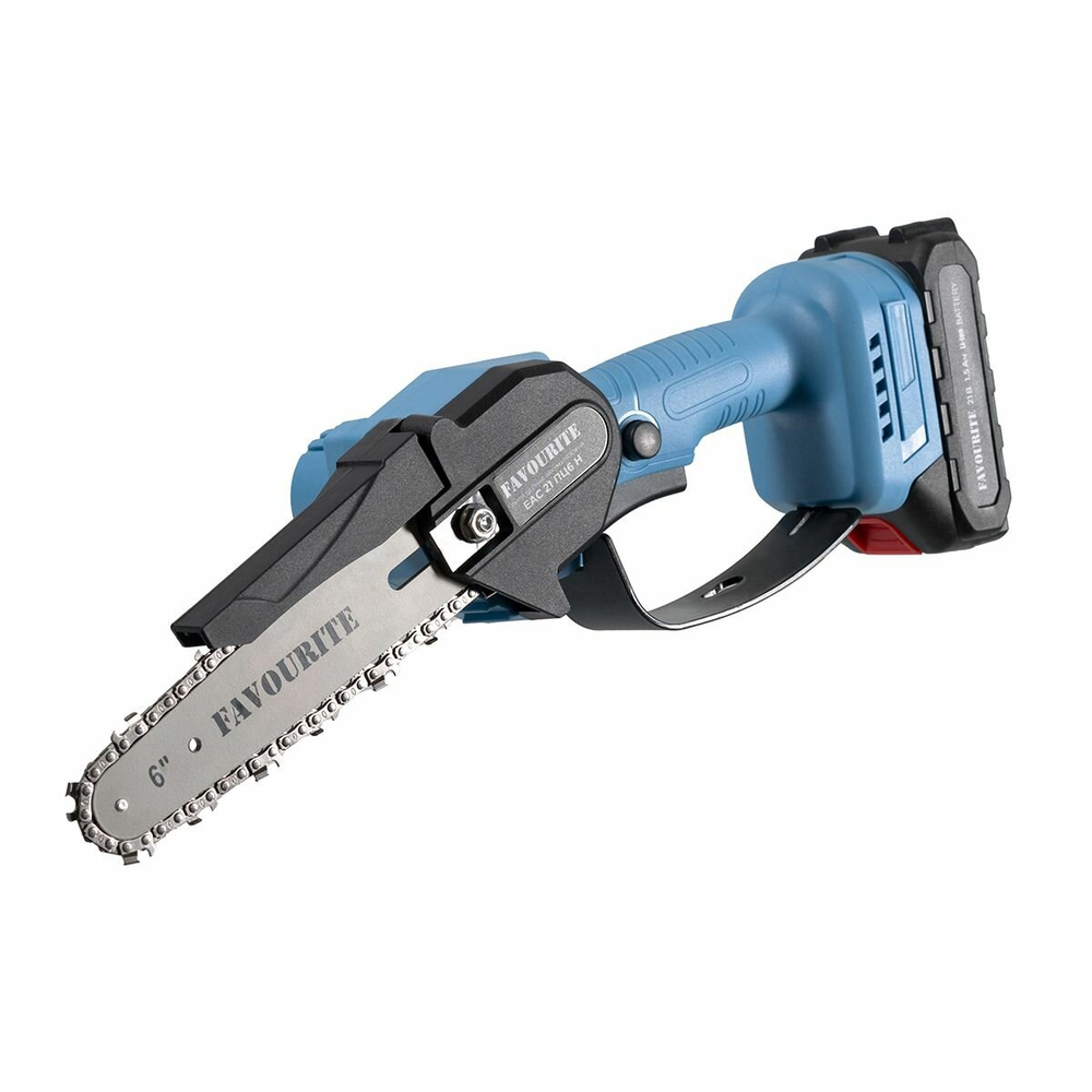 Пила цепная аккумуляторная FAVOURITE ЕАС 21 ПЦ6 Н , 21 В, 1.5 Ач, 5.7 м/с, 37 звеньев