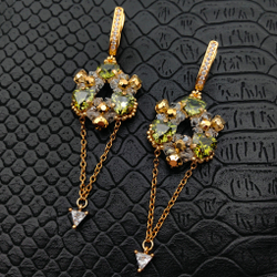 Набор для создания серег Triangle, Olive Green/Gold