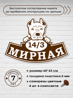 Адресная табличка с собакой породы Стаффордширский бультерьер, 60х43 см.