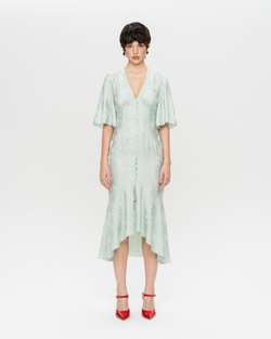 Платье миди из вискозы со струящимися рукавами