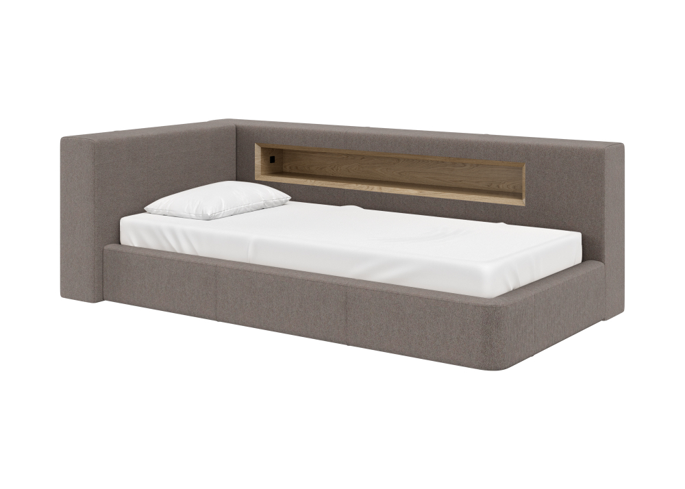 Диван-кровать Cube c нишей L (капучино, твид)