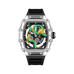 T118 Quartz Movement Silicone Strap Watch Men"s Watches Black Dial