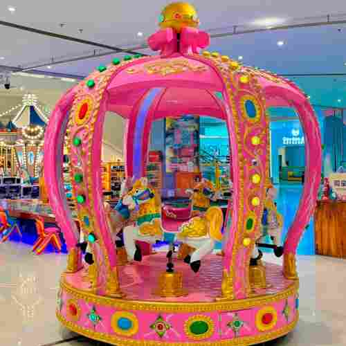 Детская электрическая карусель «Корона Принцессы» розовая, 6 мест